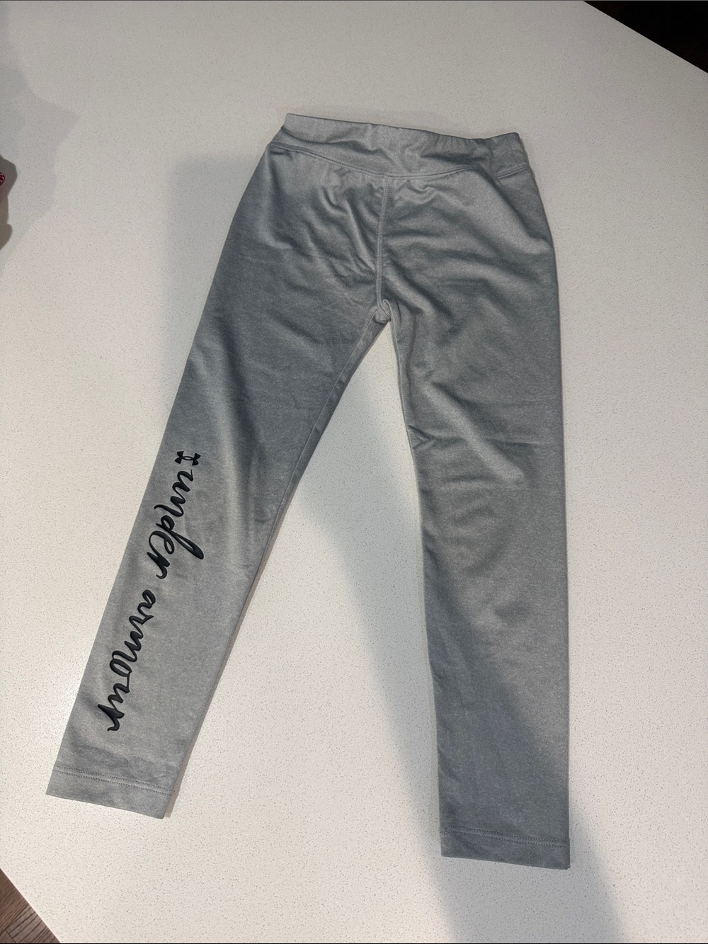 Under Armour Gray Girls Leggings with Black Side Script